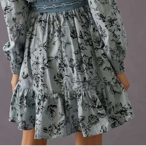 Floral Blue Ruffle Dress - Picture 9 of 17